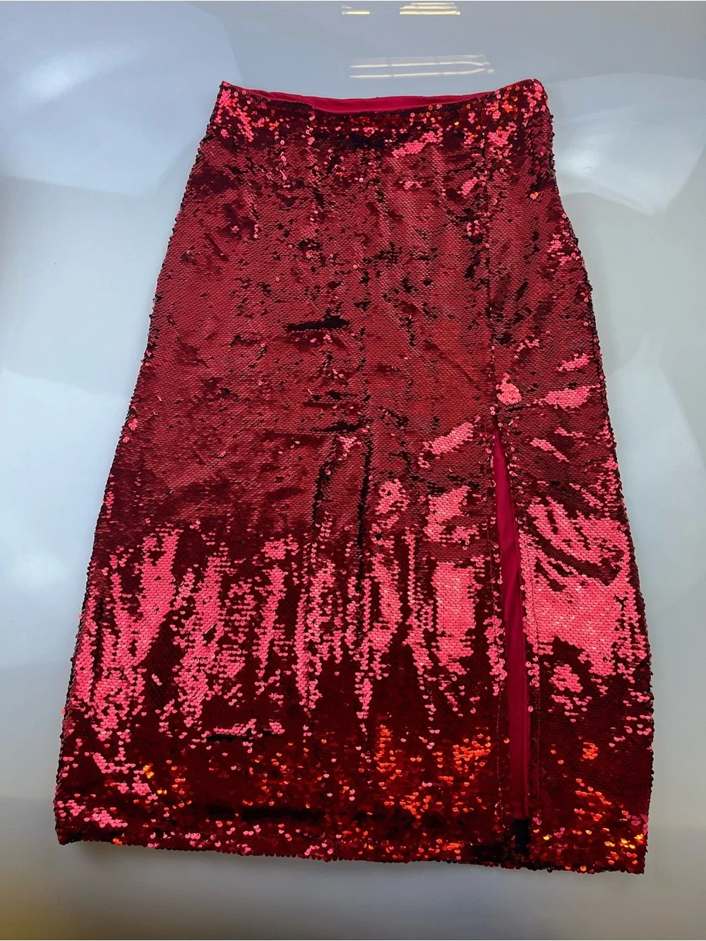 Vici Red Glittered Midi Skirt N259-27